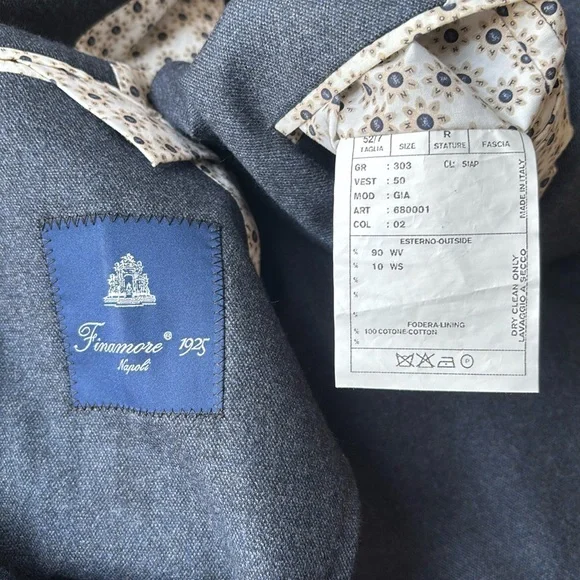 *Luxury* Finamore 1925 Napoli Navy Hand Tailored Patch Pocket Blazer Eu 52 US 40 - Picture 8 of 16